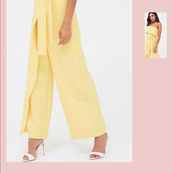 Double Layer Bandeau Wide Leg Jumpsuit In Yellow - Picture 7 of 8